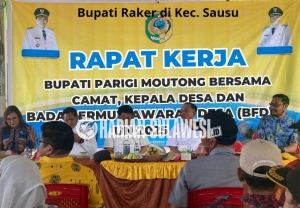 Bupati Erwin Pimpin Rakor di Sausu-Balinggi, Serahkan Santunan Rp194,5 Juta dan Dorong Koperasi Desa