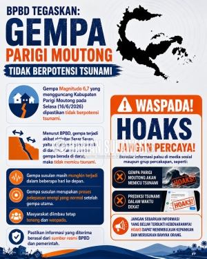 BMKG Pastikan Gempa M 6,7 di Parigi Moutong Tak Berpotensi Tsunami, Warga Diminta Tak Percaya Hoaks
