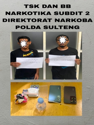 Jalur Palu–Parigi Rawan Narkoba, Dua Pria Pengangkut Sabu Digerebek Polisi di Palu