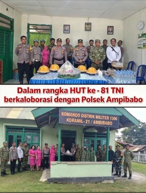 Sambut HUT ke-81 TNI, Polsek Ampibabo Perkuat Sinergitas dengan Koramil