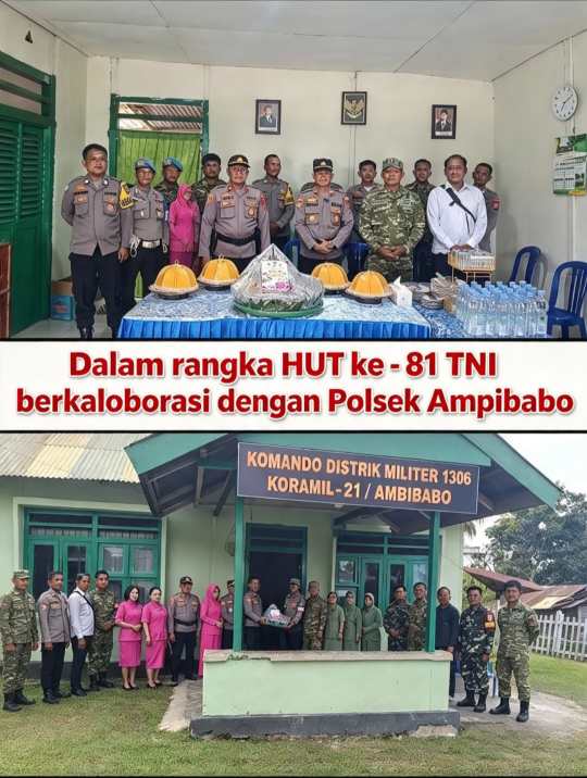 Sambut HUT ke-81 TNI, Polsek Ampibabo Perkuat Sinergitas dengan Koramil